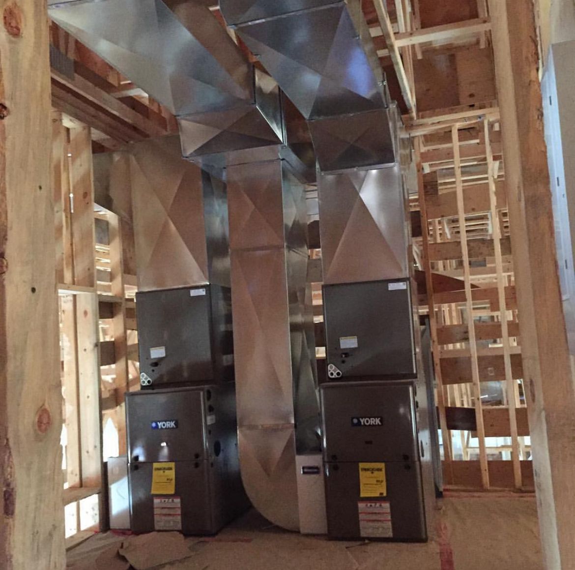 Custom home dual furnace HVAC installation in Burlington